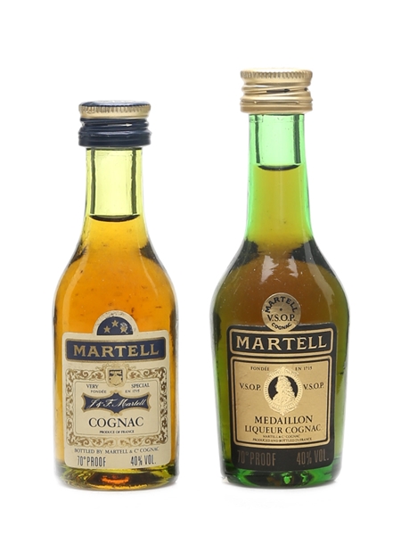 Martell 3 Star & Medaillon Bottled 1970s 2 x 5cl / 40%