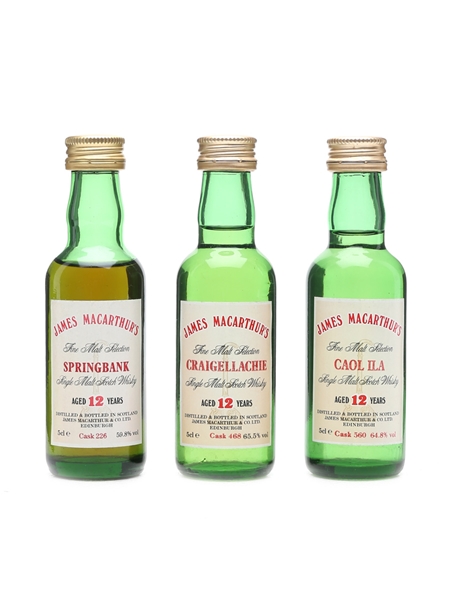 Caol Ila, Springbank & Craigellachie 12yo James MacArthur 3 x Miniature