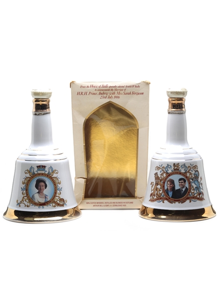 Bell's Ceramic Decanters The Royal Wedding & 60th Birthday 2 x 75cl / 43%