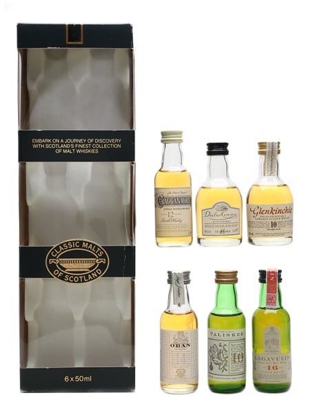 Classic Malts Of Scotland Miniatures Set Cragganmore, Dalwhinnie, Glenkinchie, Oban, Talisker, Lagavulin 6 x 5cl