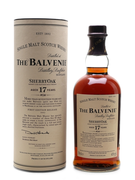 Balvenie 17 Year Old Sherry Oak Bottled 2007 - First Release 70cl / 43%