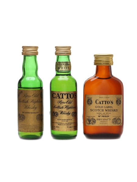 Catto's Bottled 1960s-1970s 3 x 3.7cl-5cl