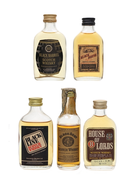 Assorted Blended Scotch Whisky Black Barrel, Black House, Black Line, Black Scot & House Of Lords 5 x 4.7cl-5cl