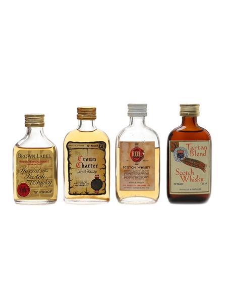 Brown Label, Crown Charter, ROL & Tartan Blend Bottled 1970s 4 x 5cl / 40%