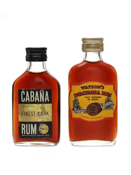 Cabana Finest & Watson's Demerara Rum Bottled 1960s & 1970s 2 x 5cl / 40%