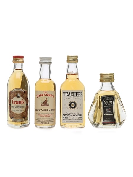 Grant's, Famous Grouse, Something Special, Teacher's Bottled 1970s 4 x 4.7cl-6cl