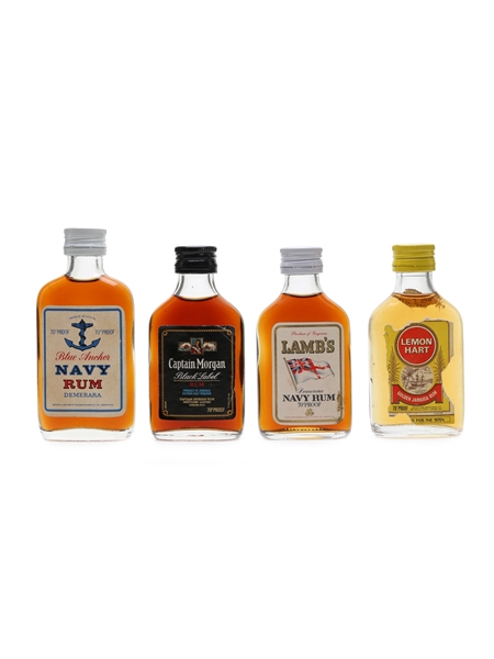 Blue Anchor, Captain Morgan, Lamb's & Lemon Hart Bottled 1960s-1970s 4 x 5cl / 40%