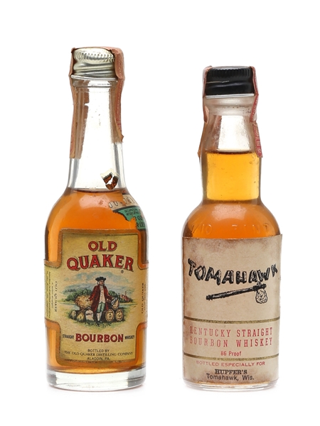 Old Quaker & Tomahawk Bottled 1960s 2 x 4.7cl / 43%