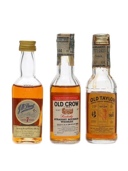 J W Dant, Old Crow & Old Taylor Bottled 1960s-1970s 3 x 4.7cl / 43%