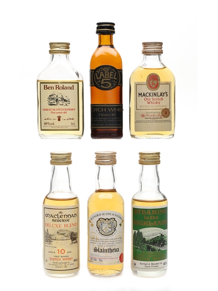 Assorted Blended Scotch Whisky Ben Roland, Label 5, Mackinlay's, Maclennan, Slaintheva & Steaming In The Highland 6 x 5cl / 40%