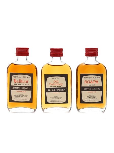 Balblair 100 Proof, Old Pulteney & Scapa 100 Proof 8 Year Old & 10 Year Old - Gordon & MacPhail 3 x 5cl