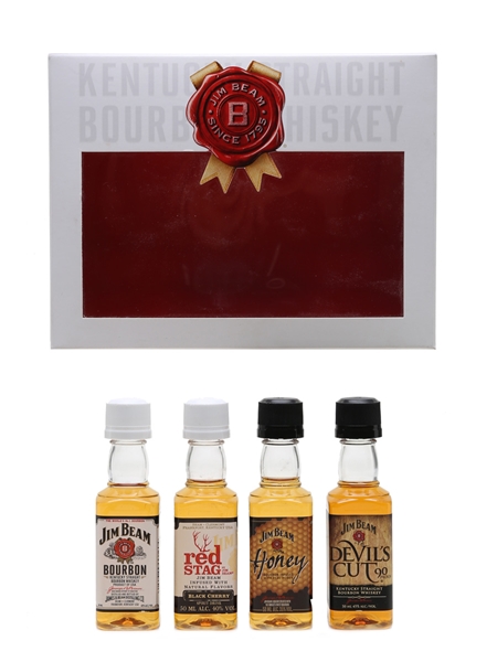 Jim Beam Selection White Label, Red Stag, Honey, Devil's Cut 4 x 5cl / 40%