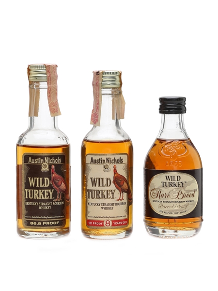 Wild Turkey 8 Year Old & Rare Breed Bottled 1980s-1990s 3 x 5cl