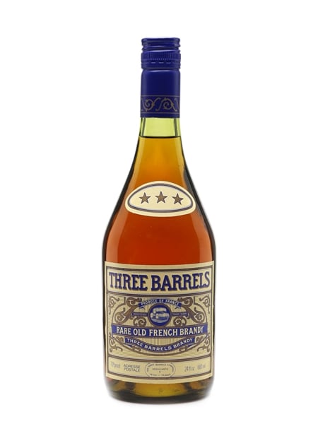 Three Barrels Rare Old French Brandy Bottled 1970s 68cl / 40%