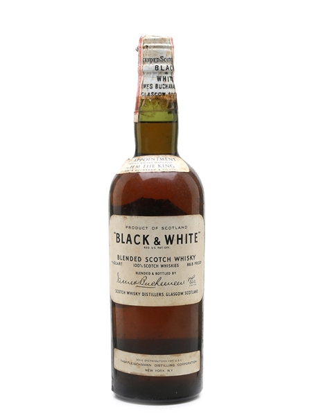 Black & White Bottled 1940s-1950s - Fleischmann Distilling Corporation 75.7cl / 43.4%