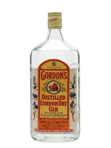 Gordon's Dry Gin Bottled 1970s - Linden, New Jersey 112.5cl / 47.2%