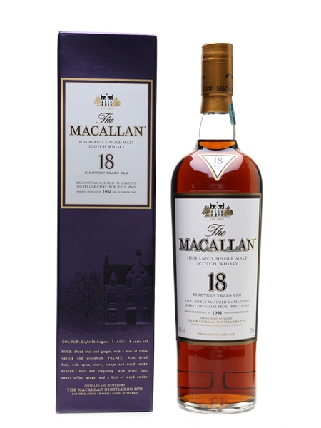 Macallan 18 Year Old 1994 and Earlier 70cl / 43%