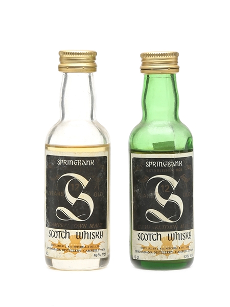 Springbank 12 Years Old Bottled 1980s 2 x Miniature