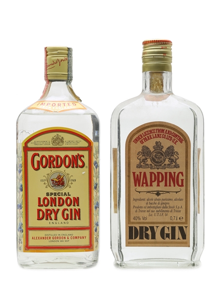 Gordon's & Stock Dry Gin Bottled 1990s 2 x 70cl / 40%