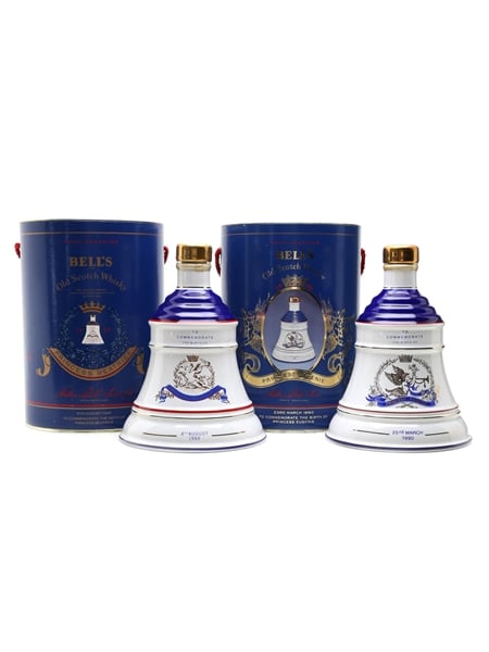 Bell's Ceramic Decanters Princess Eugenie & Princess Beatrice 2 x 75cl / 43%