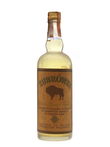 Zubrowka Bison Brand Vodka Bottled 1950s-1960s 75cl / 40%