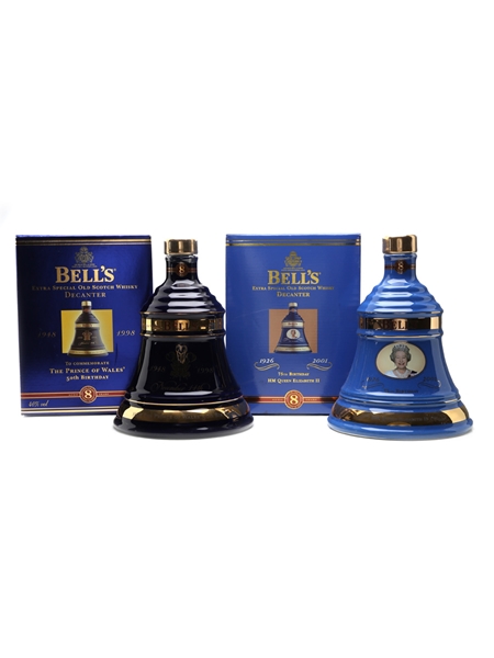 Bell's 8 Year Old Ceramic Decanters 50th Birthday & 75th Birthday 2 x 70cl / 40%