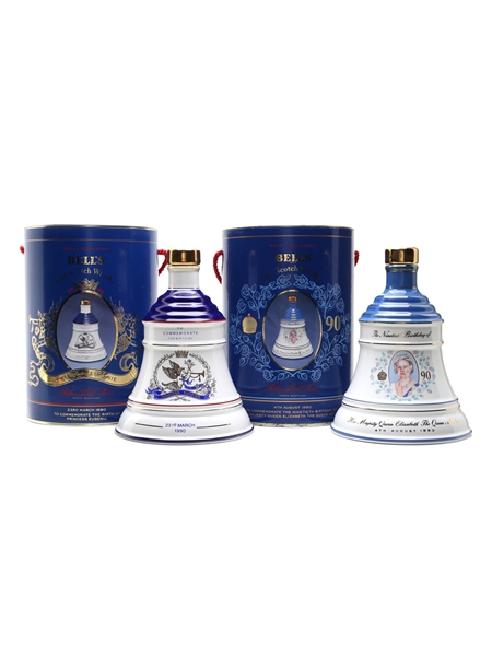 Bell's Ceramic Decanters Princess Eugenie & 90th Birthday 2 x 75cl / 43%