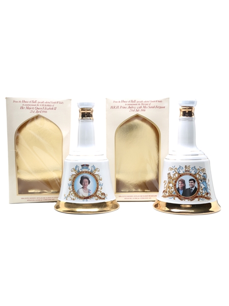 Bell's Ceramic Decanters The Royal Wedding & 60th Birthday 2 x 75cl / 43%