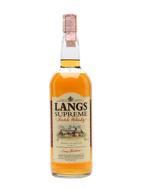 Langs Supreme 5 Year Old Bottled 1980s - Stock 100cl / 40%