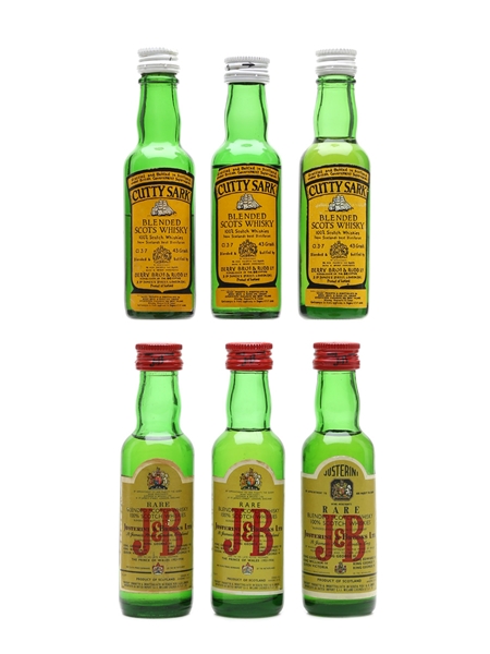 Cutty Sark & J&B Bottled 1960s-1970s 6 x 3.7cl / 43%