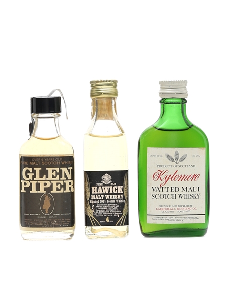 Assorted Blended Malt Whisky Bottled 1970s - Glen Piper, Hawick & Kylemore 3 x 2.8cl-4cl