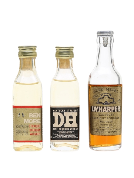 Assorted Bourbon Whiskey Ben More, DH & I W Harper 3 x 4cl-5cl