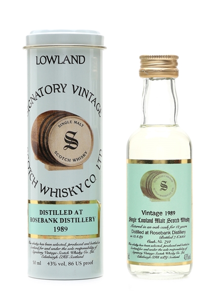 Rosebank 1989 12 Year Old Bottled 2001 - Signatory Vintage 5cl / 43%