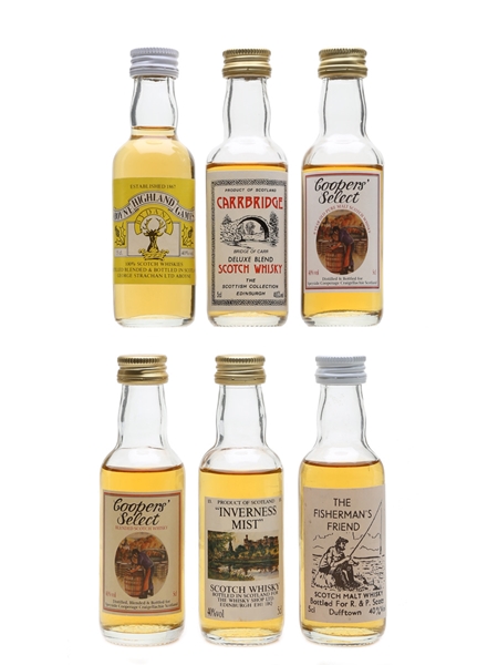 Assorted Blended Scotch Whisky Aboyne Highland Games, Carrbridge, Coopers' Select, Fisherman's Friend & Inverness Mist 6 x 5cl / 40%