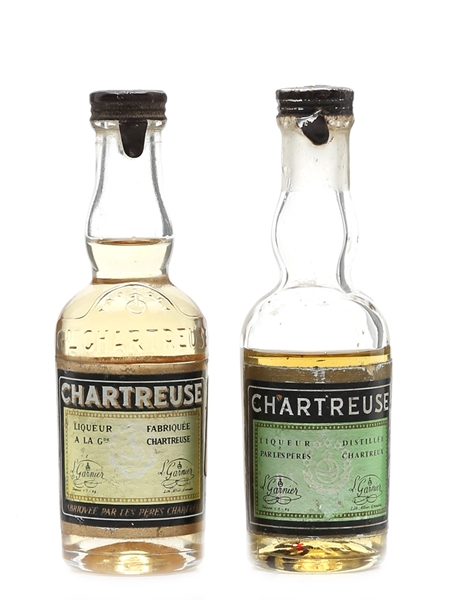 Chartreuse Green & Yellow Bottled 1960s-1970s 2 x 3cl