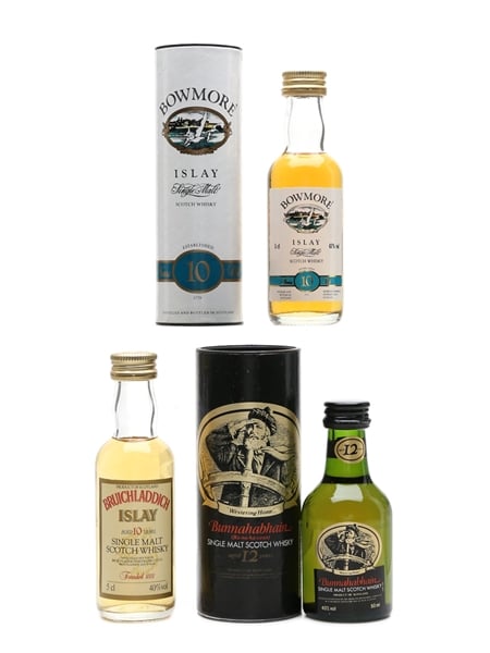 Bowmore, Bruichladdich & Bunnahabhain 10 Year Old & 12 Year Old 3 x 5cl