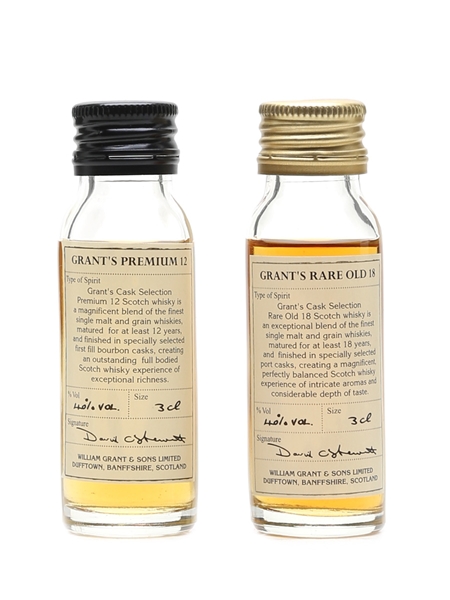 Grant's Premium 12 & Rare Old 18  2 x 3cl / 40%