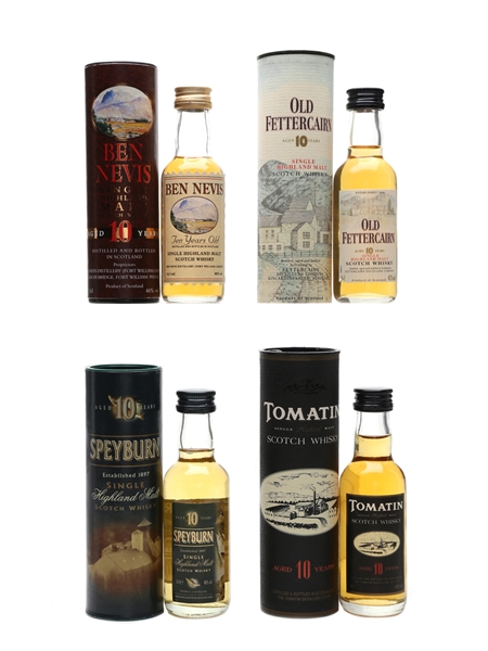 Ben Nevis, Old Fettercairn, Tomatin & Speyburn 10 Year Old 4 x 5cl