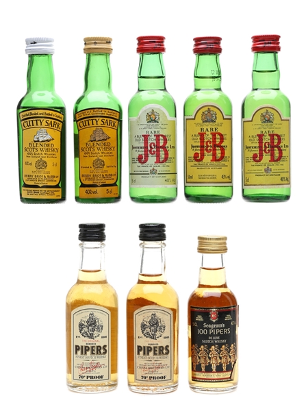 Cutty Sark, J&B & Pipers  8 x 5cl