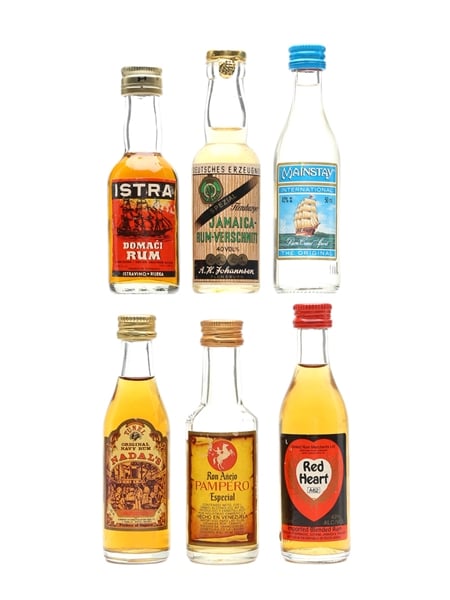 Rums Of The World A H Johannsen, Istra, Mainstay, Pampero, Red Heart & Tunel 6 x 5cl