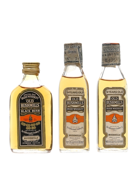 Old Bushmills 9 Year Old & Black Bush Bottled 1970s 3 x 4.7cl / 40%