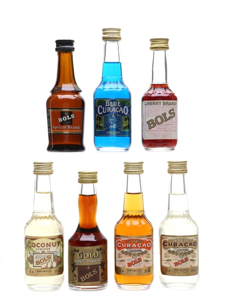 Bols Liqueurs Apricot, Blue Curacao, Cherry, Coconut & Gold Coffee 7 x 3.5cl-5cl