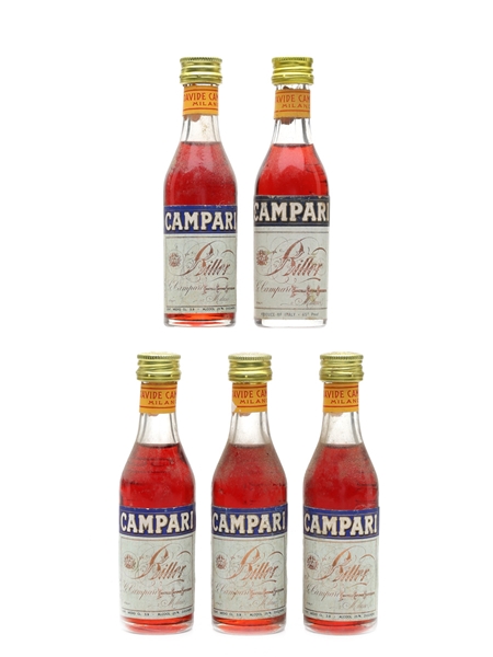 Campari Bitter Bottled 1970s 5 x 3.9cl / 25%