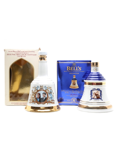 2 x Bell's Decanters Royal Marriages 70 & 75cl