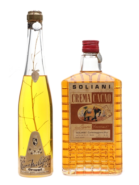 Groppi Millefiori & Soliani Crema Cacao Bottled 1950s 45cl & 100cl