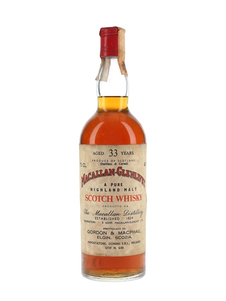 Macallan Glenlivet 33 Year Old Bottled 1970s - Pinerolo 75cl / 43%