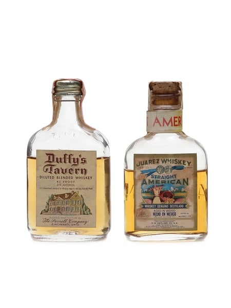 Duffy's Tavern & Juarez Whisky Bottled 1950s-1960s 2 x 5cl