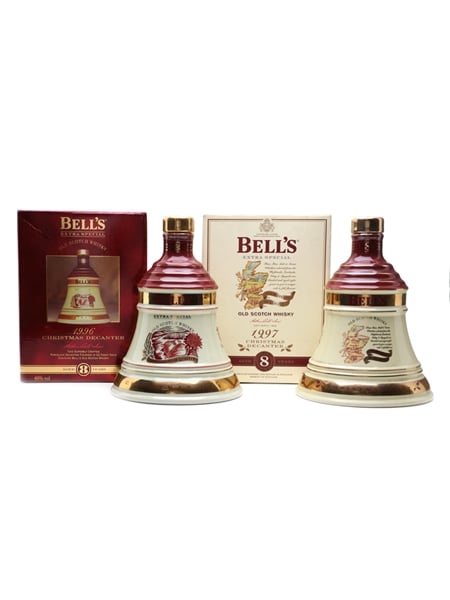 Bell's Ceramic Decanters Christmas 1996 & 1997 2 x 70cl / 40%