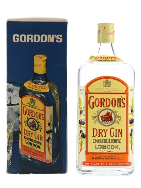 Gordon's Dry Gin Bottled 1970s-1980s 100cl / 47.3%