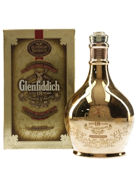 Glenfiddich 18 Year Old Superior Reserve 23 Carat Gold Ceramic Decanter 70cl / 43%